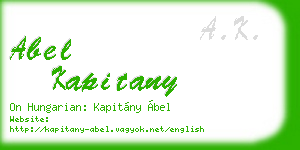 abel kapitany business card