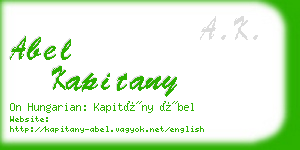 abel kapitany business card